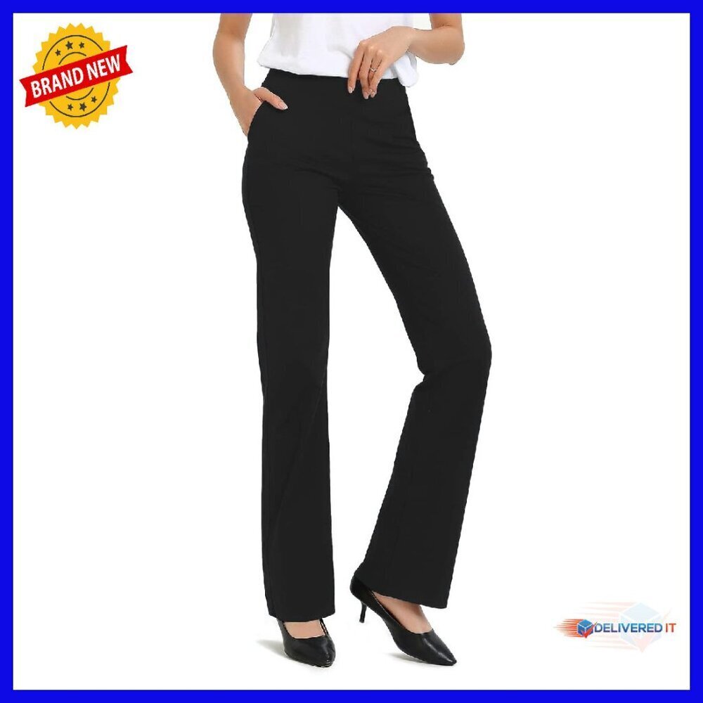 Stretchy Bootcut Yoga Pants Work Trousers Pockets Tall 31" 34"